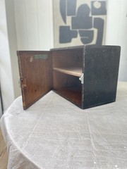 Antique vintage pine 1930s wall cabinet shelf office storage bathroom kitchen.