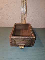 Antique 1920’s Apothecary Wood Drawer W/Brass Pull And Label Plate-Very Good