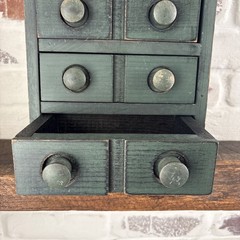 Primitive Rustic VTG Wood Apothecary 4 Drawer Green Kitchen Spice Wall Cabinet