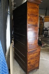 Antique American Victorian Oak Stepback Hutch Display China Cabinet Bookcase 85″