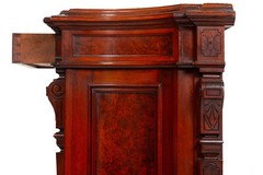 Renaissance Revival Walnut and Marble Cabinet w/ Bronze Clodion Plaque