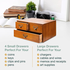 Vintage Desktop Apothecary Cabinet with 3 Drawers – Solid Wood Medicine Cabinet