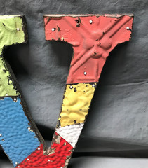 Decorative Salvaged Tin Ceiling 12″ Patchwork Mix Color Letter W Metal 1662-25B