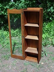 Antique Solid Oak Glass Front Chimney Cabinet Bookcase Display Case Cupboard
