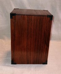 Vintage Lacquerware Oak 3 Drawer Lotus Flower Wooden Card/Jewelry File Cabinet