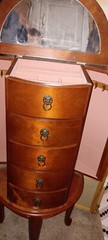French Louis XV Style Demi-lune Mahogany Jewelry Chest or Vanity Side Table