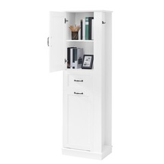 Modern Tall Storage Cabinet TiltOut Compartment Adjustable Shelves 80LB Capacity