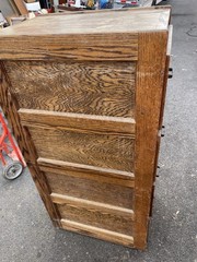 Vintage Tiger Oak File Cabinet Four Drawers One locks Paneled Sides Legal SIze