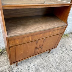 Petite Mid Century Walnut Hutch or Media Cabinet