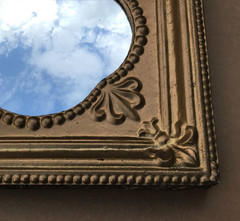 VTG Decorative Salvaged Tin Ceiling Gold 23″ SQ. Thick Metal Mirror Old 1613-25B
