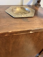 VTG Smoker Cabinet Brass Ashtray 1 Door Wooden Smoking Stand Pipe Humidor