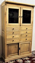 Antique Style Country French Bevel Glass Solid Wood Stripped Cabinet Glass Doors