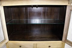 Antique Style Country French Bevel Glass Solid Wood Stripped Cabinet Glass Doors