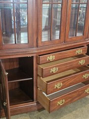 HENKEL HARRIS Wild Cherry China Breakfront Bookcase or Cabinet made in Virginia