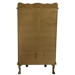 Early 1900s Lion Heads Claw Feet Oak Display Curio Cabinet Cupboard With Key
