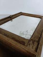 Medicine Apothecary cabinet wall hanging wood beveled glass mirror, antique