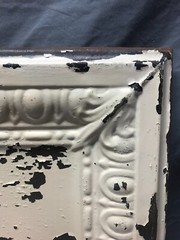 Decorative Salvaged Egg & Dart 23″ SQ. Shabby Tin Ceiling Wrapped Panel 489-23B