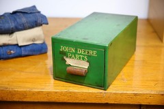 Vintage John Deere Card Catalog Cabinet Wood drawer index file box organizer