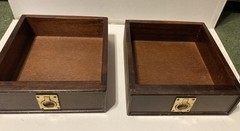 Antique Victorian Brown Leather Brass Gallery Military Campaign Cabinet 14.5x8x8