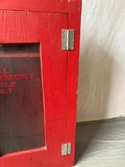 Vtg Wood Wall Mounted Mill Emergency Tool Medicine Cabinet Old Cupboard 40-26E