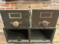 Antique 2 Drawer Globe Wernicke Card Index Cabinet Catalog File Wood W-15-246