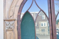 Antique Italian Renaissance 109″ Tall Carved Wood Gothic Cupboard Hutch Cabinet
