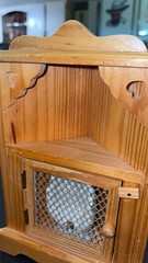Vintage Prayer Offering Wooden Mini Cabinet W/ Latch & Mesh Door