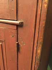 antique country painted cupboard cabinet primitive 1800 pine glass door hutch