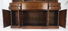 Charak Mahogany Inlaid Individual Bubble Glass Butlers Desk Breakfront Cupboard