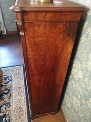 Antique Furniture: Biedermeir Walnut Bookcase China Hutch with glass front doors