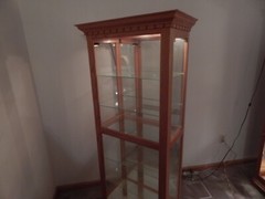 Vintage Curio Cabinet Wood & Glass; Lighted, Mirrored, Glass Shelves Eagle Ind.