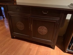 Antique Chinese cabinet (brown, probably teak) , excellent condition.