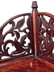 Vintage Chinese Solid Rosewood Corner Etagere Cabinet Carved Whatnot Shelf Heavy