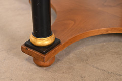 Baker Furniture Neoclassical Burl Wood Parcel Ebonized Gilt Side Tables, Pair