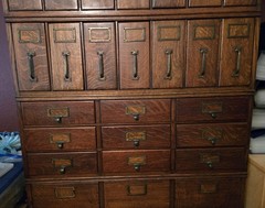 1910 Arts & Crafts large oak file cabinet 78″ tall x 40″ wide x 26″ deep