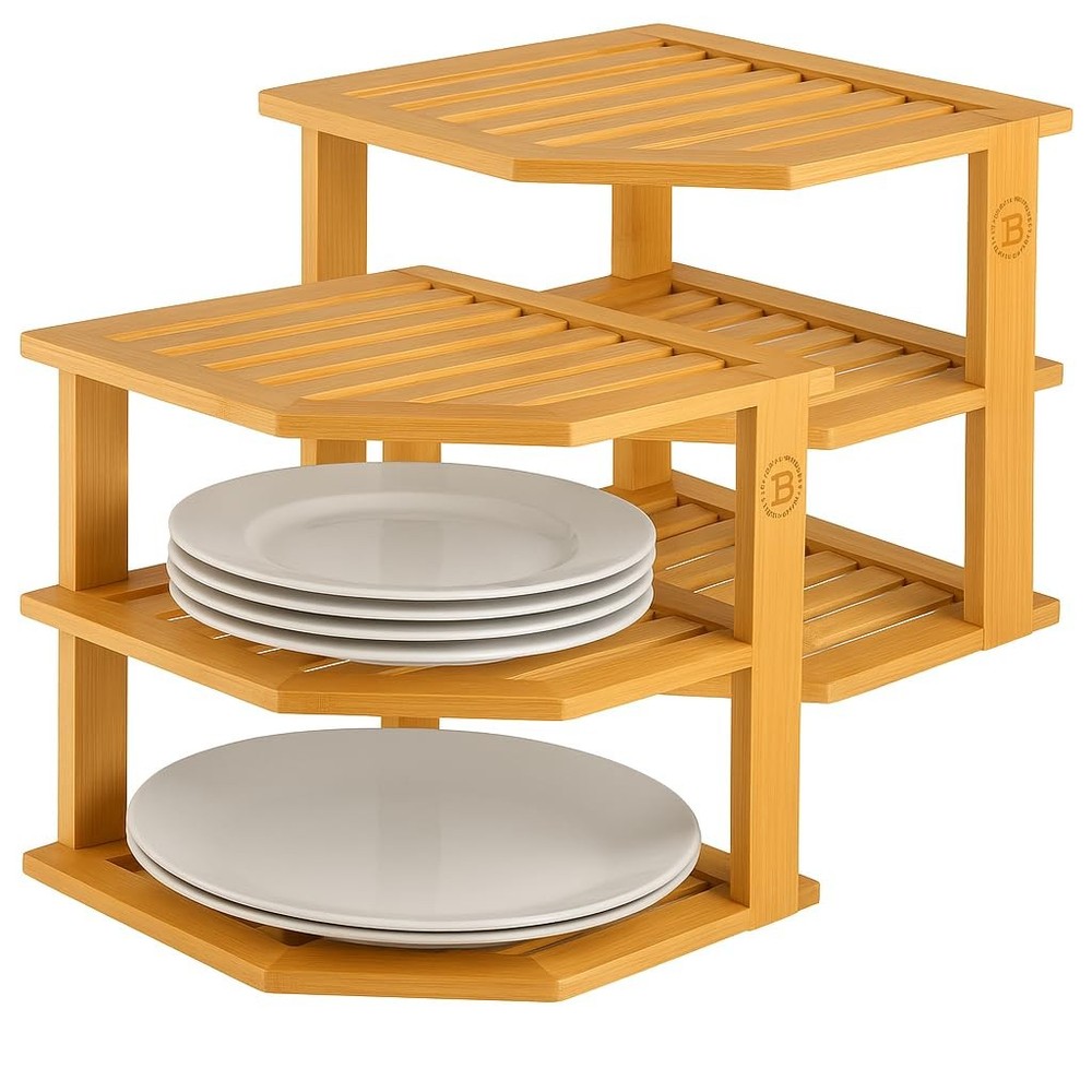 2-Pack Plate 10 inches (L) x 10 (W) x 9.5 (H), Bamboo 2-pack