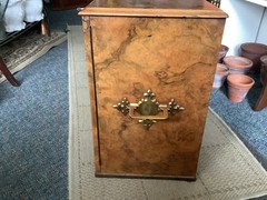 Victorian stunning LARGE bur Walnut/brass Collectors 3draws &key Cabinet C1850