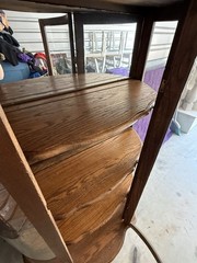 Antique Curio Cabinet Wood & Glass Brown 3 Shelves 1 Glass Door Free Standing