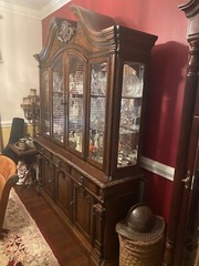 Ashley Furniture china cabinet vintage with Interior Lights.  7’x18”x8’
