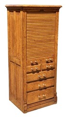 ANTIQUE INDUSTRIAL OAK HARVARD DENTAL CABINET / FILE CABINET