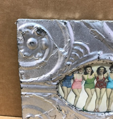 VTG Shabby 11″ Sq. Photo 4×6 Oval Silver Tin Ceiling Picture Frame Old 627-26B