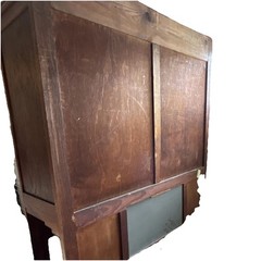 Antique Wood China Cabinet Glass Doors Mirror 4 Doors 2 Drawers 3 Shelves Brown