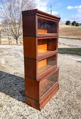 Antique Wernicke 4 Sections Step Back Barrister Bookcase Quarter Sawn Oak 1897