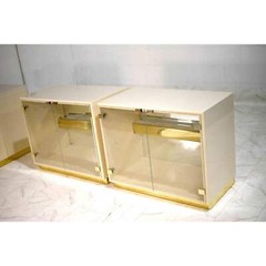 1980s Milo Baughman for Thayer Coggin Cream Lacquer Lighted Modular Bar or China