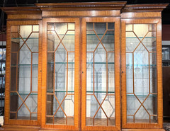 English Edwardian Style Breakfront in Satinwood with Dentil Molding