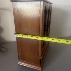 Vintage Large Wood And Glass Door Jewelry Cabinet