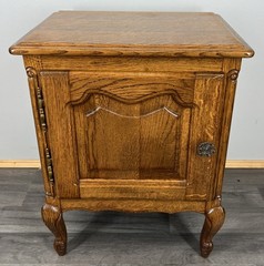French Vintage Oak Bedside Tables Pair Cupboards Cabinets Louis XVI LOT 3956