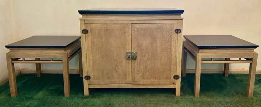 Vintage Asian Inspired Cabinet/Credenza with Black Laminate Top – MCM 1950s
