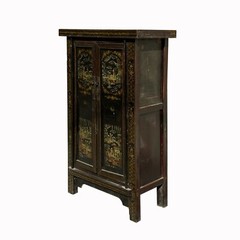 Chinese Vintage Distressed Color Scenery Graphic Dresser Cabinet cs7140