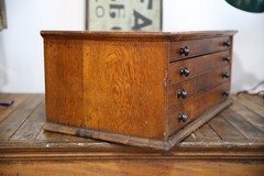 Antique Watchmakers Apothecary Cabinet wood drawer Tool Box Pocket Watch vintage